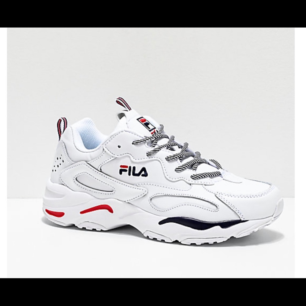 FILA Ray Tracer White, Blue & Red Shoes